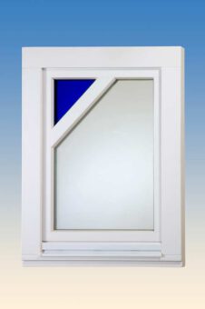 FENSTER 1-FLÜGLIG DREH- KIPP ** SCHRÄGE GLASTEILENDE SPROSSE ** FARBIGES ISOLIERGLAS ALS DREIECK FENSTER 1-FLÜGLIG DREH- KIPP ** SCHRÄGE GLASTEILENDE SPROSSE ** FARBIGES ISOLIERGLAS ALS DREIECK