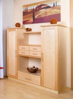 Esszimmerschrank aus Ahorn, Türrahmen gebeizt